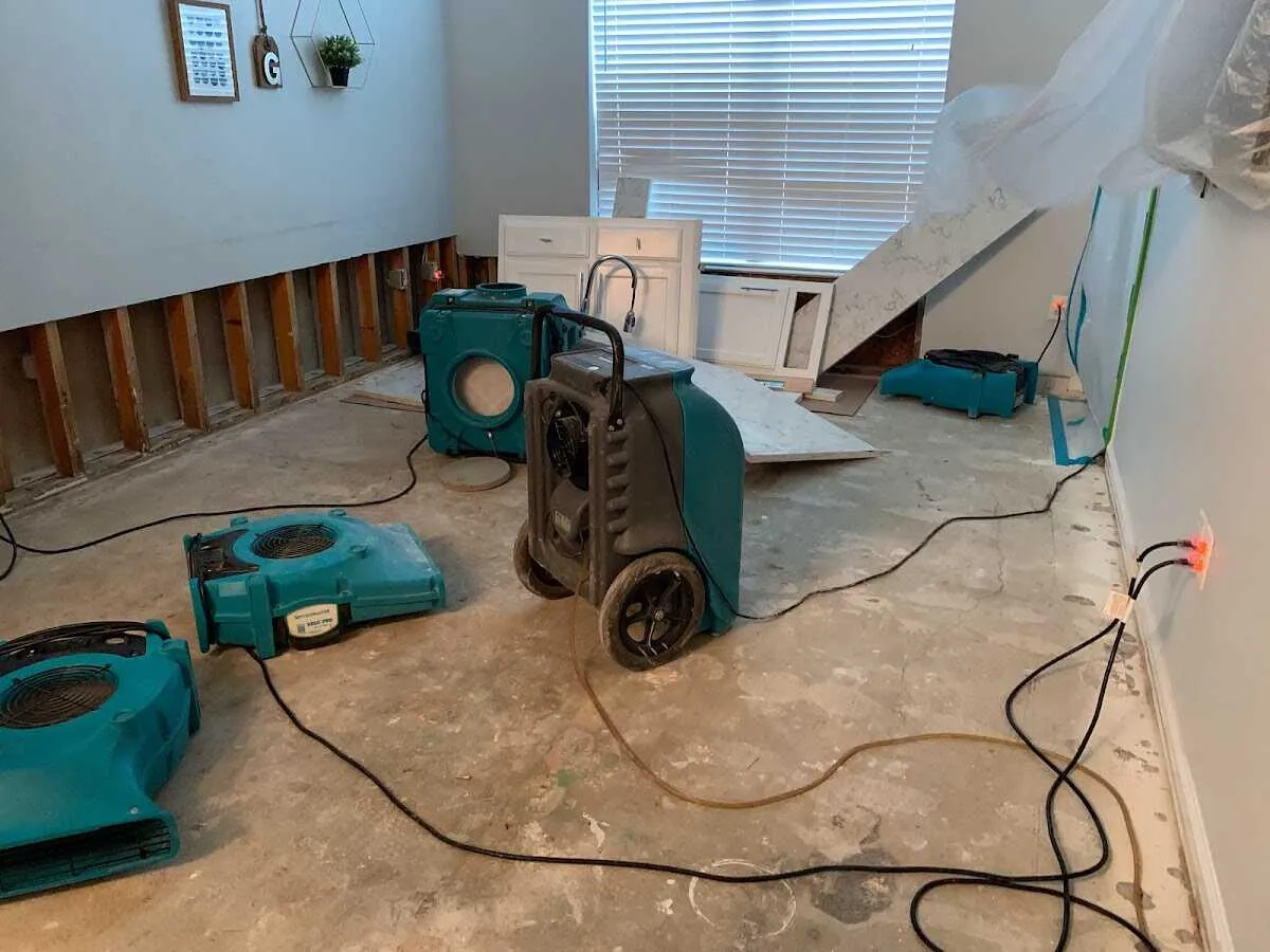 Dehumidifier in flood-cut room for Water Extraction & Removal in Coconut Creek